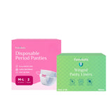 Disposable Period Panties (Pack of 2) & Winged Panty Liners (Pack of 20) – Leak-Proof, Travel-Friendly, & Ideal for Overnight Protection