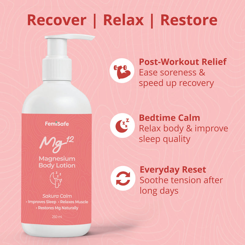 Sleep Support, Muscle Relaxation and Hydration - FemiSafe Magnesium Body Lotion