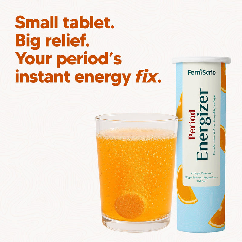 FemiSafe Period Energizer -Effervescent Tablets for Period Cramp Relief and Fatigue (15 Tablets)