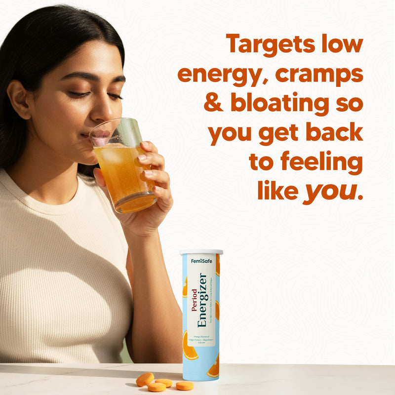 FemiSafe Period Energizer -Effervescent Tablets for Period Cramp Relief and Fatigue (15 Tablets)
