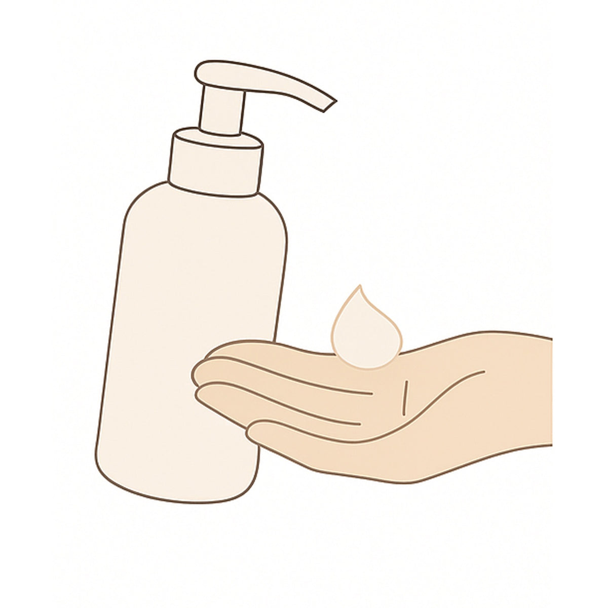 Illustration of lotion being dispensed into a hand