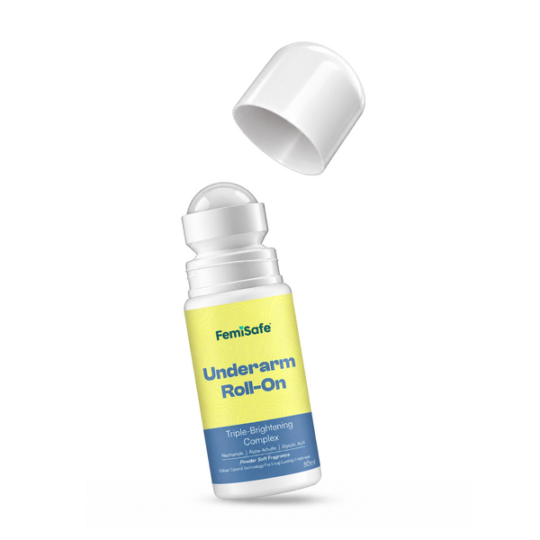 FemiSafe Underarm Roll-On with Alpha Arbutin & Niacinamide | Odour Control & Brightening Care | Aluminum-Free | 50 ml
