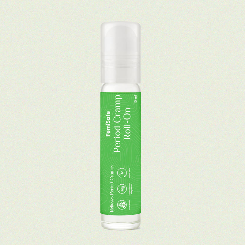 FemiSafe Period Cramp Relief Roll-On | Instant Pain Relief for Cramps & Back Pain | 100% Natural Oils | Non-Sticky, Quick Absorbing | Travel-Friendly | 10ml