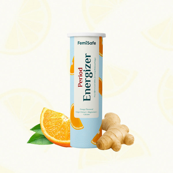 FemiSafe Period Energizer Effervescent Tablets – PMS & Period Cramp Relief, Reduces Fatigue & Boosts Energy – Natural Supplement for Women – 15 Tablets